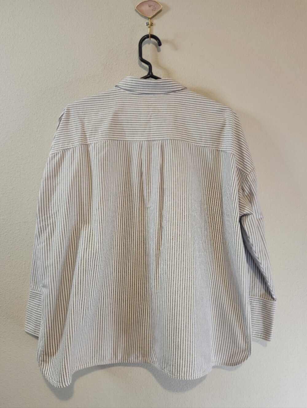 Everlane The Boxy Oxford Black And White Stripe 100% Organic Cotton Top Size L - Picture 12 of 12